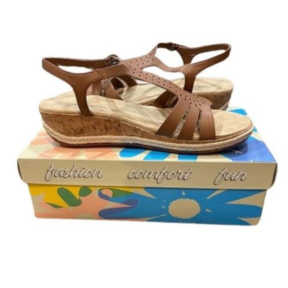 Easy Street “Dorinda” Faux Leather Wedge Sandals in Tan – Size 10 N – New in Box - Picture 8 of 8